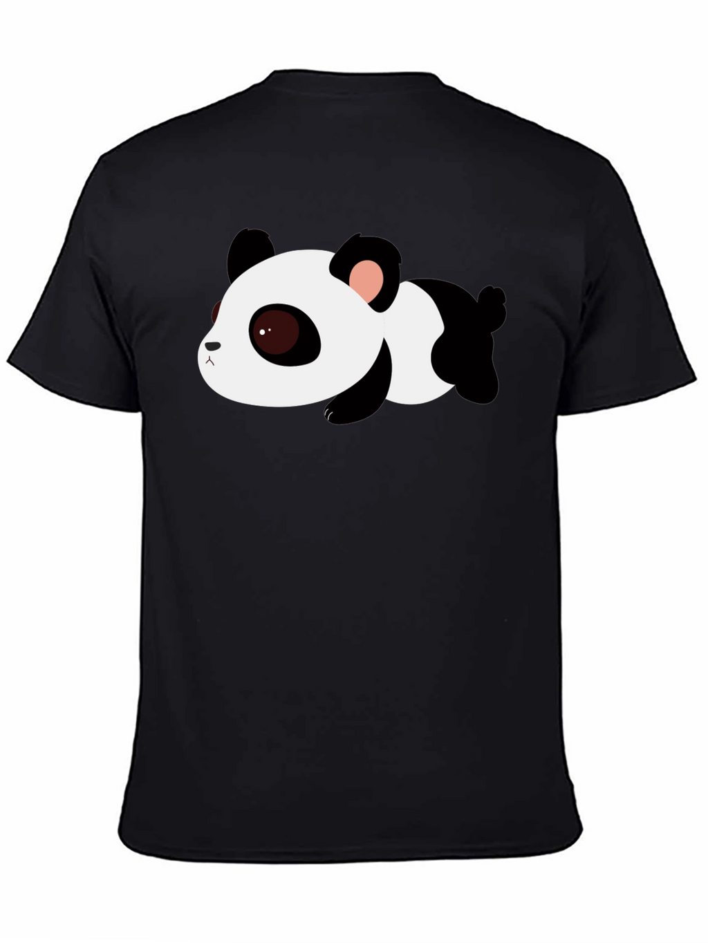 Cute Panda Graphic Tee - Black Cotton T-Shirt