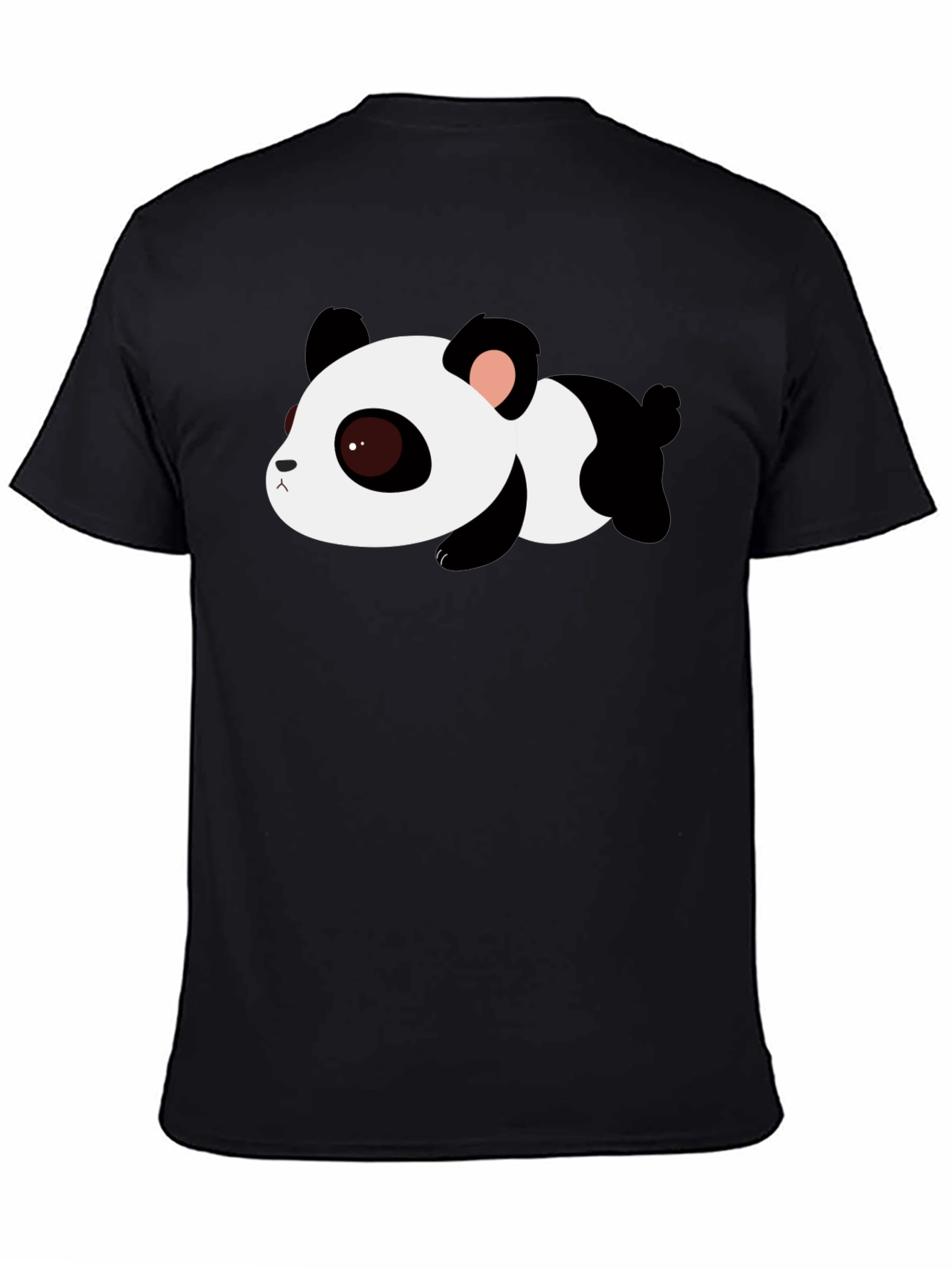 Cute Panda Graphic Tee - Black Cotton T-Shirt