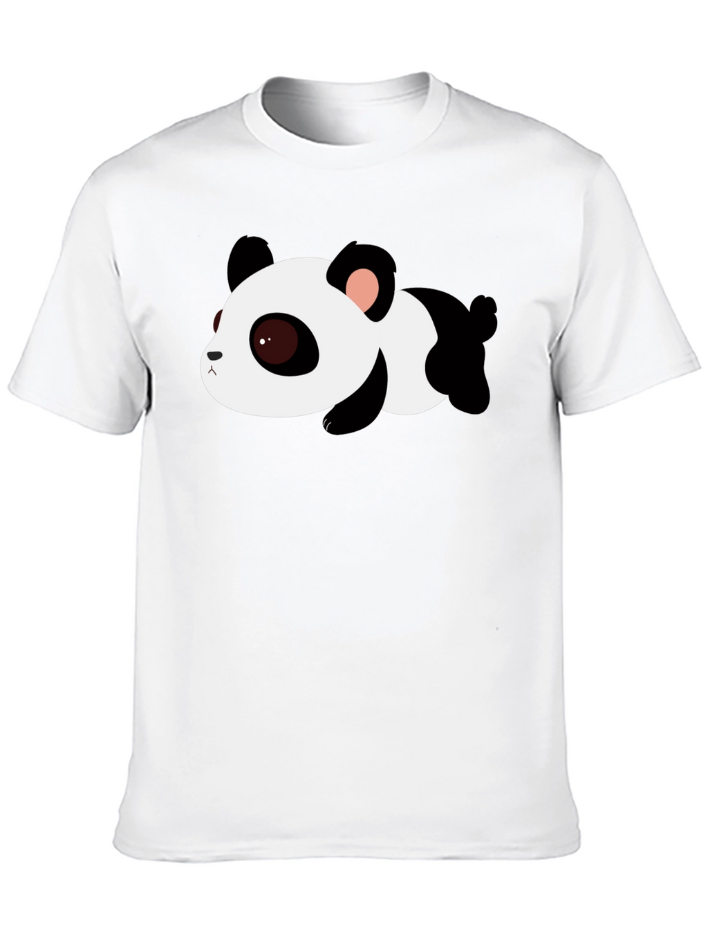 Cute Panda Graphic Tee - Black Cotton T-Shirt