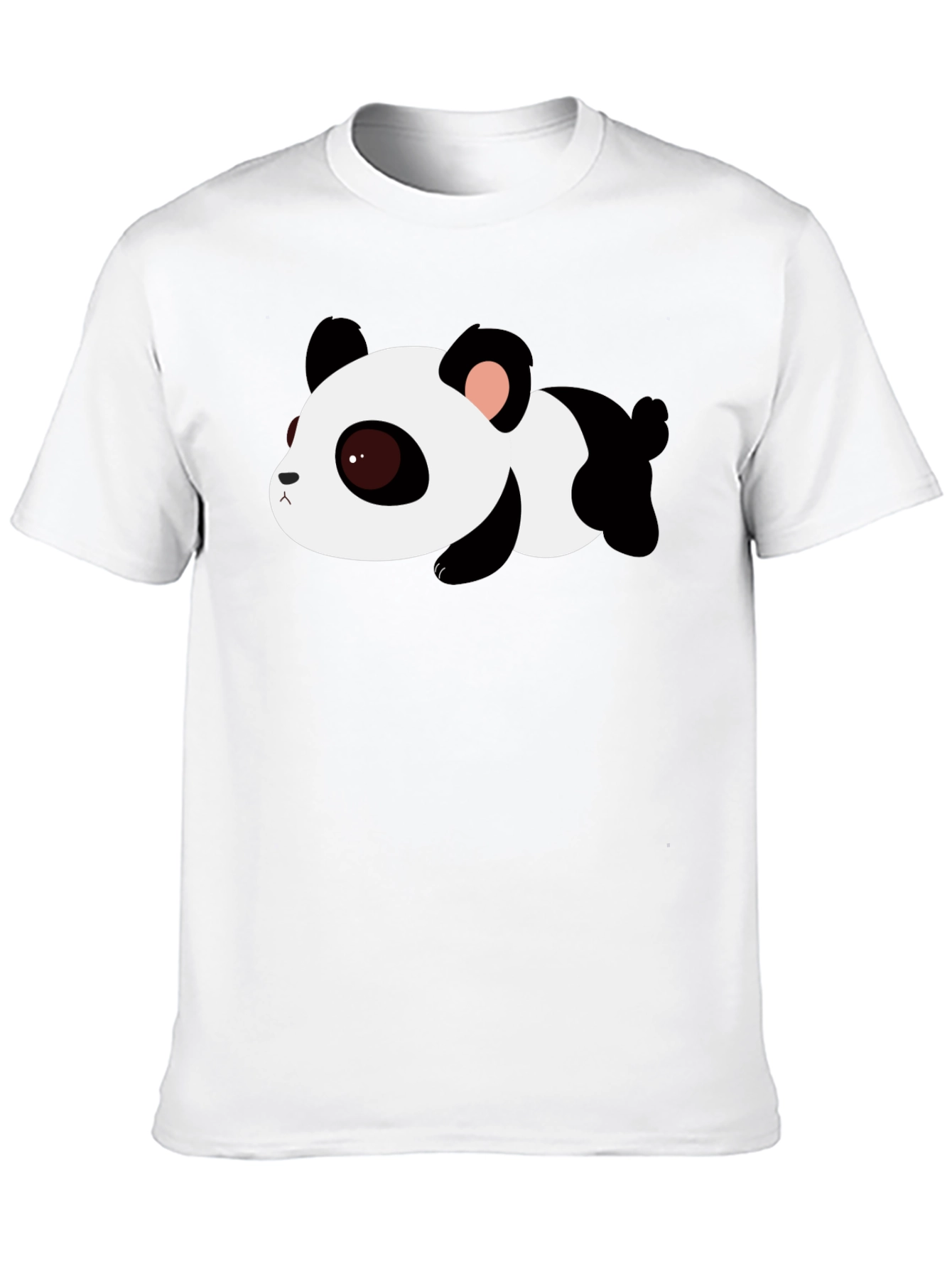 Cute Panda Graphic Tee - Black Cotton T-Shirt