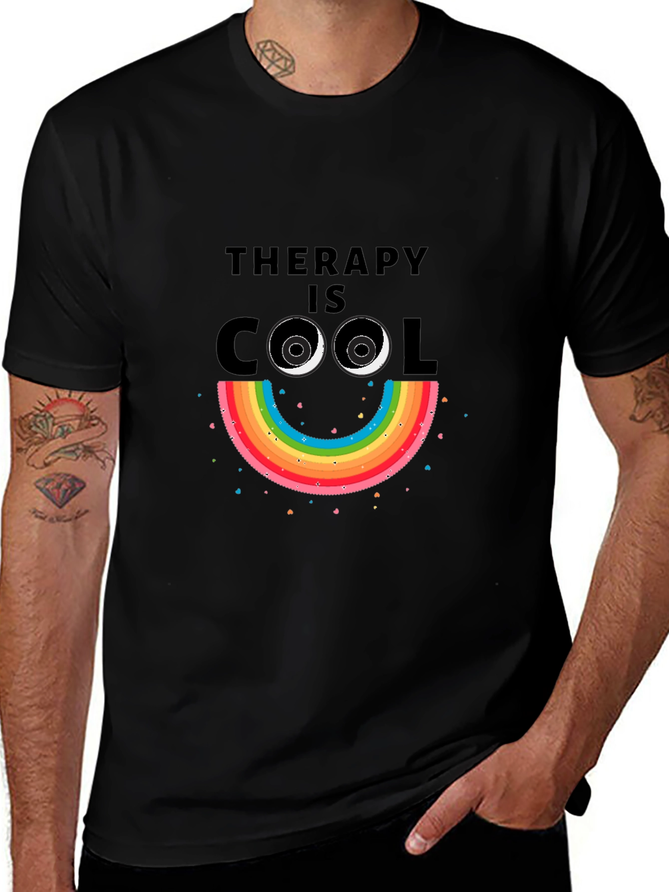 Therapy is Cool Rainbow Smiley Tee