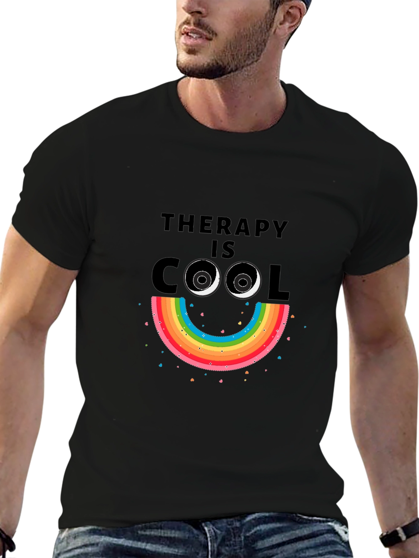 Therapy is Cool Rainbow Smiley Tee