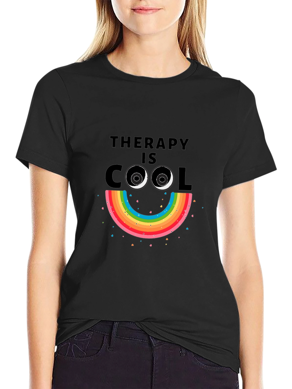 Therapy is Cool Rainbow Smiley Tee