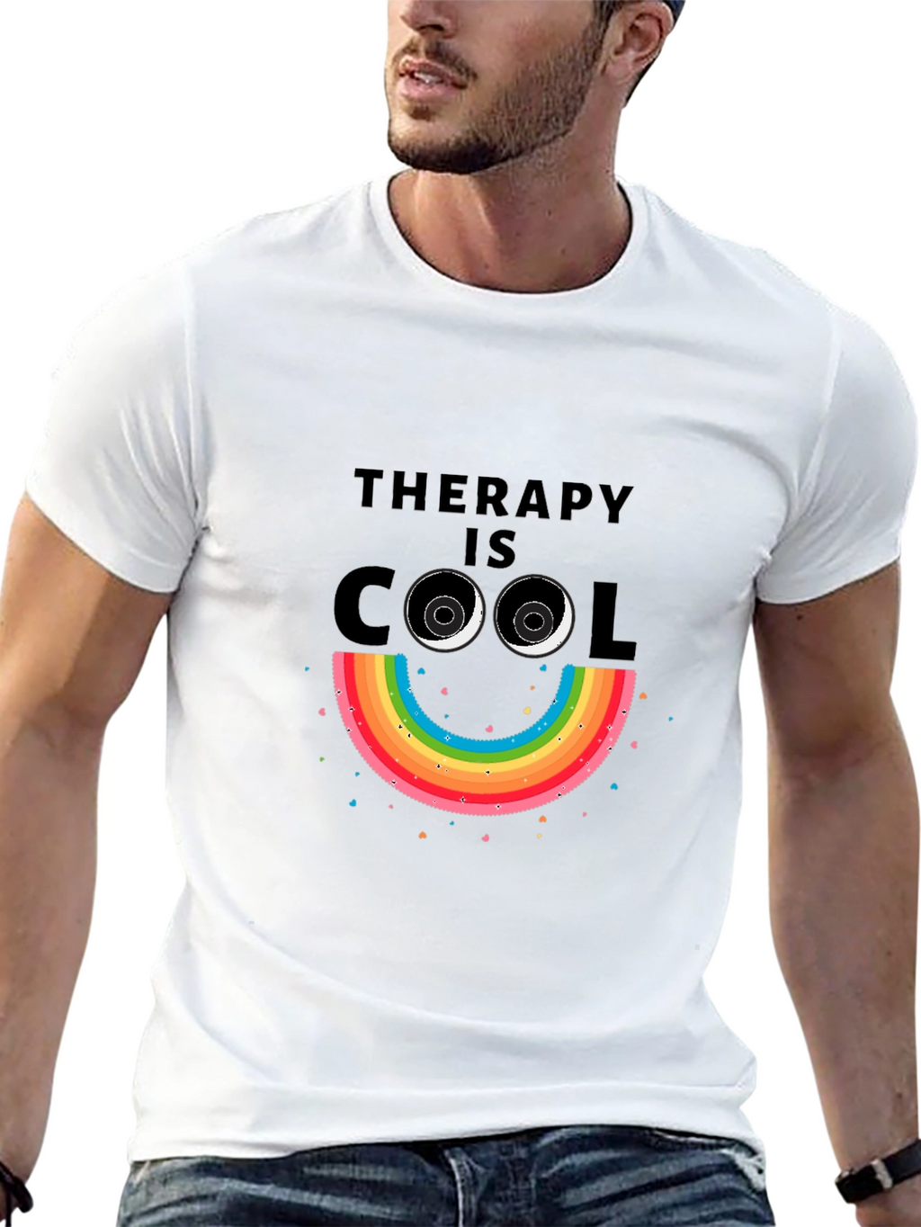 Therapy is Cool Rainbow Smiley Tee