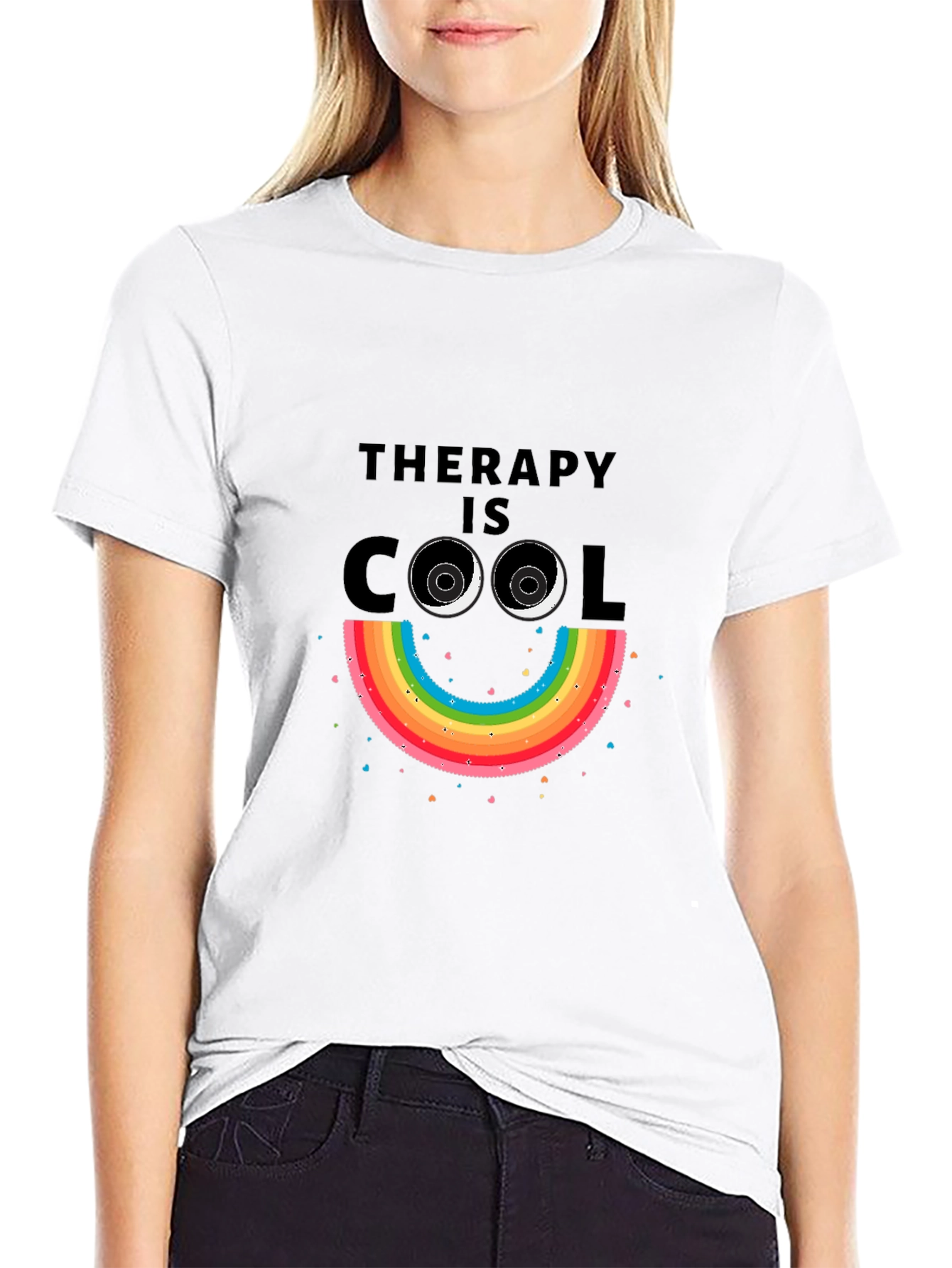 Therapy is Cool Rainbow Smiley Tee
