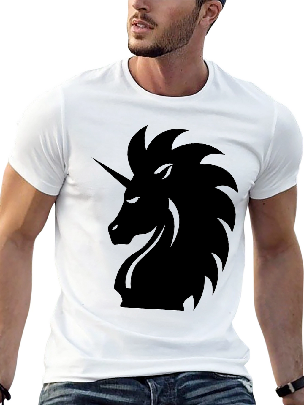 Mens Black Unicorn Graphic Tee