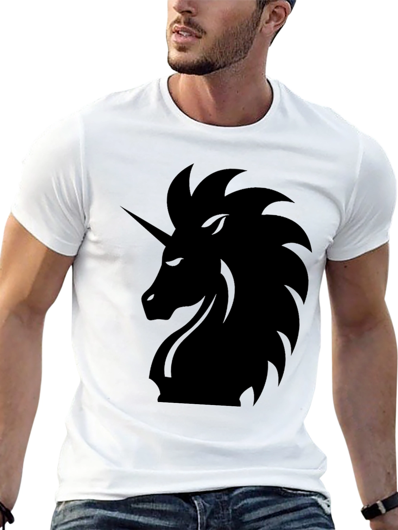 Mens Black Unicorn Graphic Tee