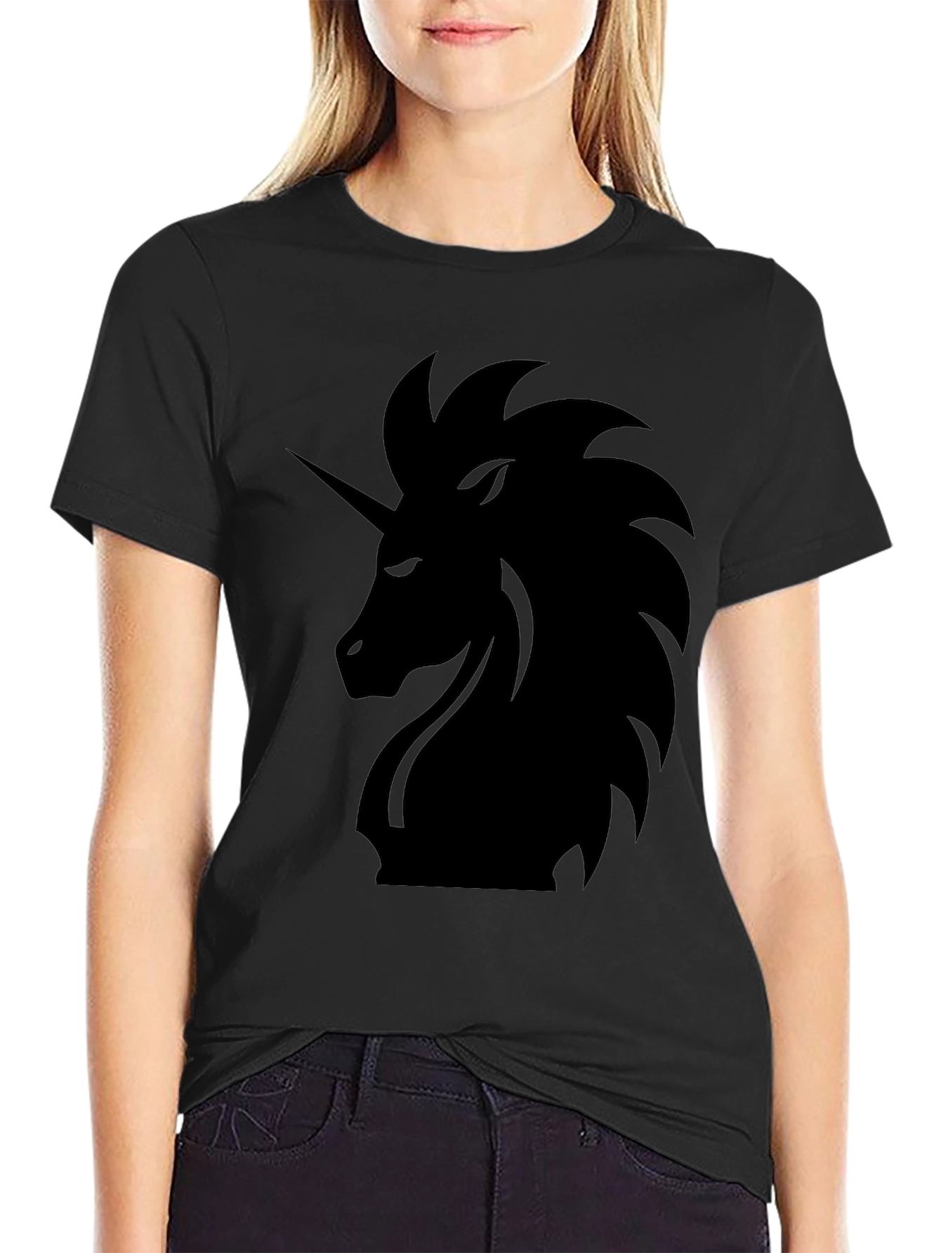 Mens Black Unicorn Graphic Tee