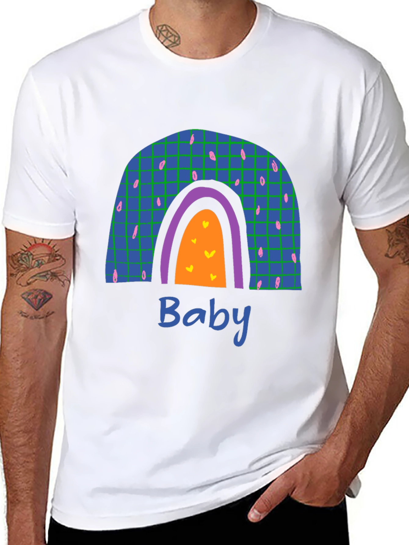 Rainbow Baby Graphic Print Black T-Shirt