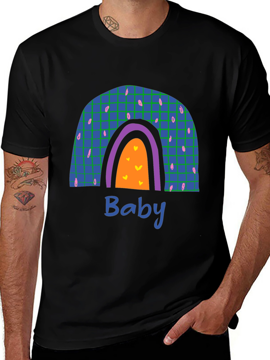 Rainbow Baby Graphic Print Black T-Shirt