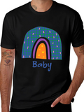 Rainbow Baby Graphic Print Black T-Shirt