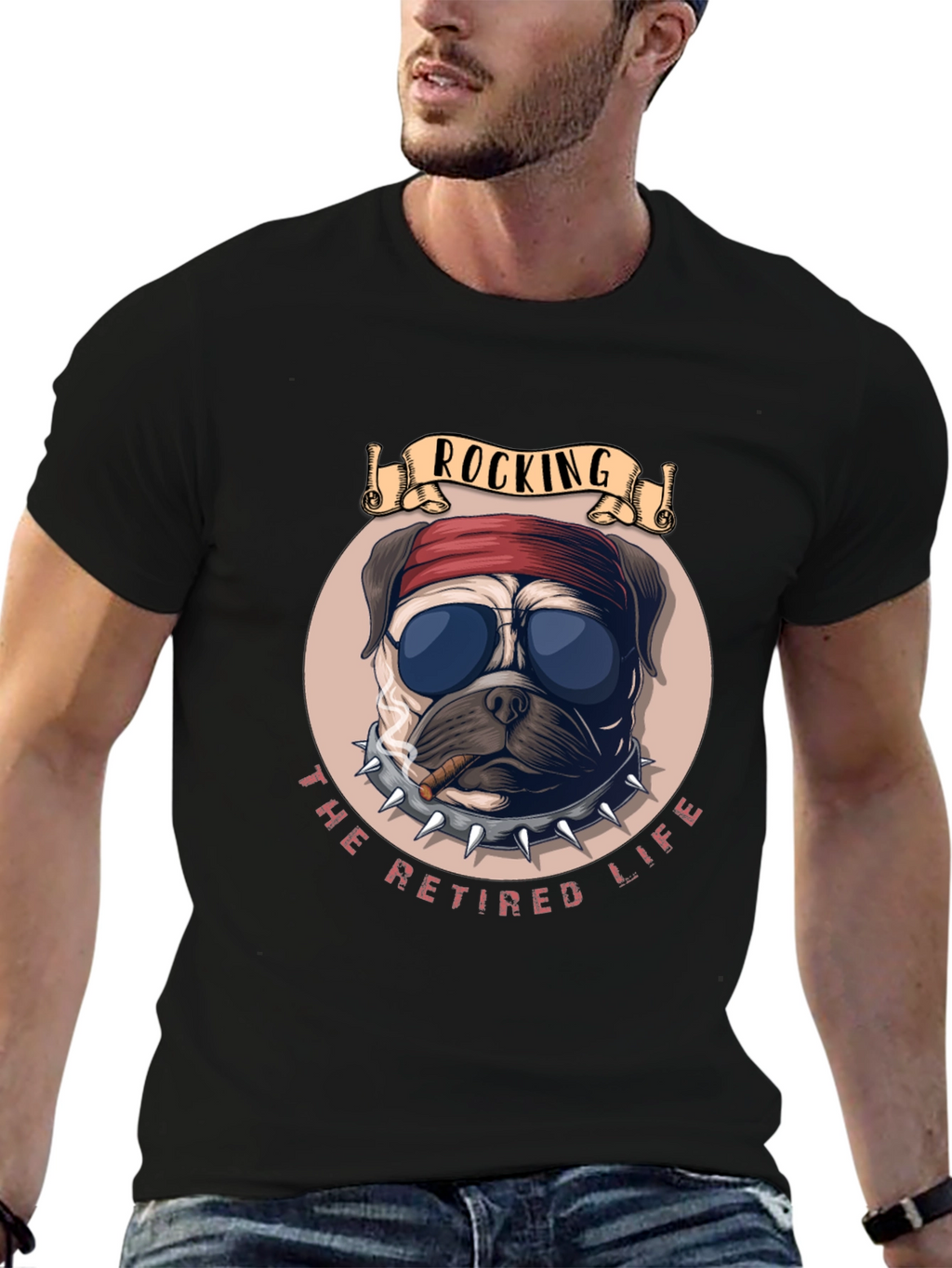Rocking Retired Life Bulldog Graphic Tee