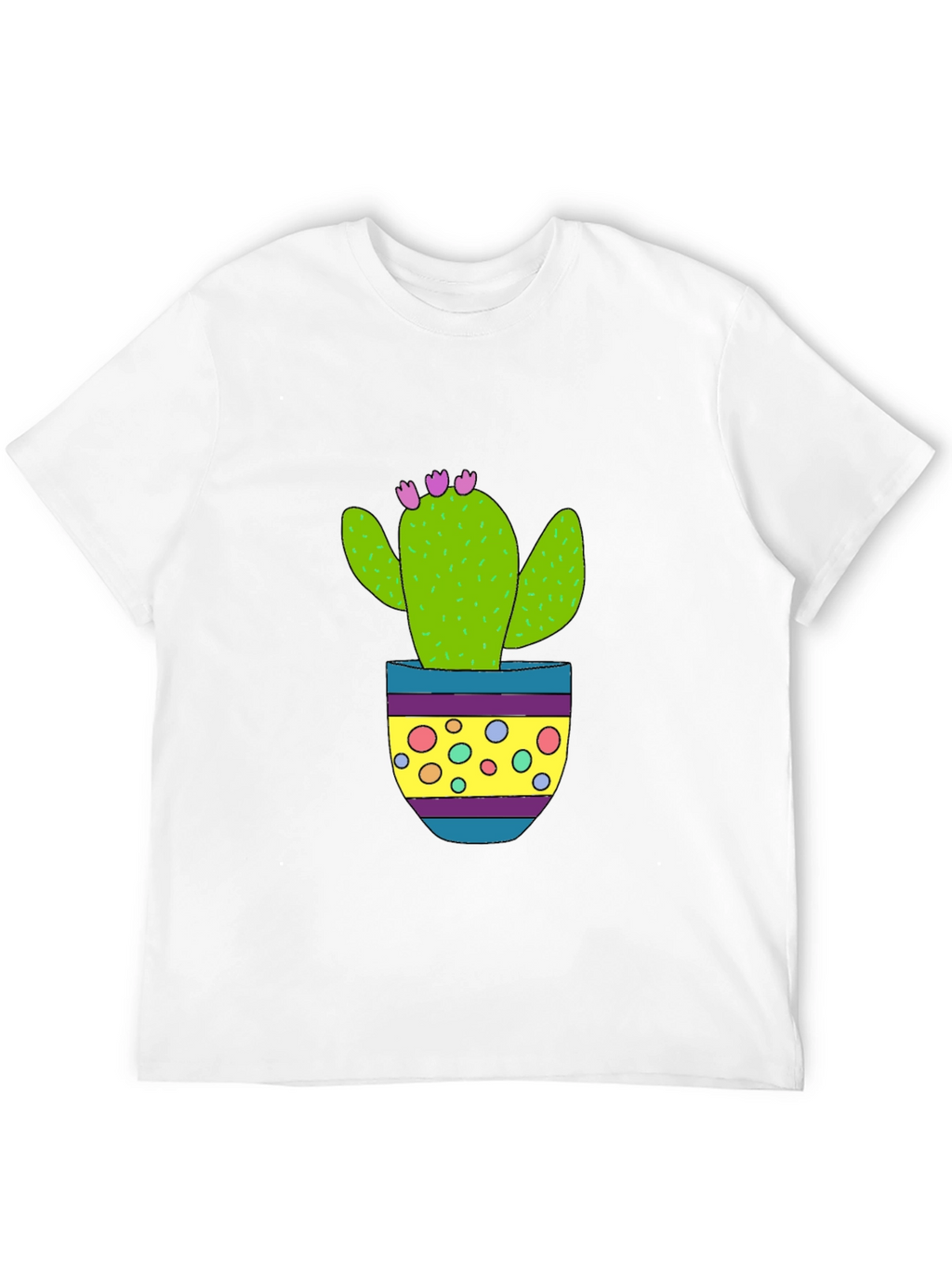 Cactus in Pot Graphic Tee - Black Cotton