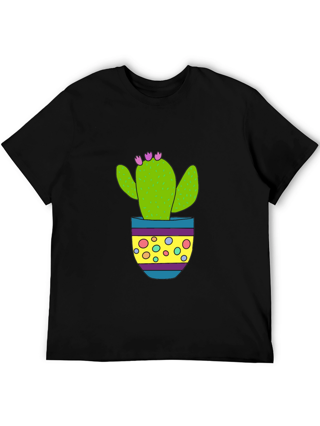Cactus in Pot Graphic Tee - Black Cotton