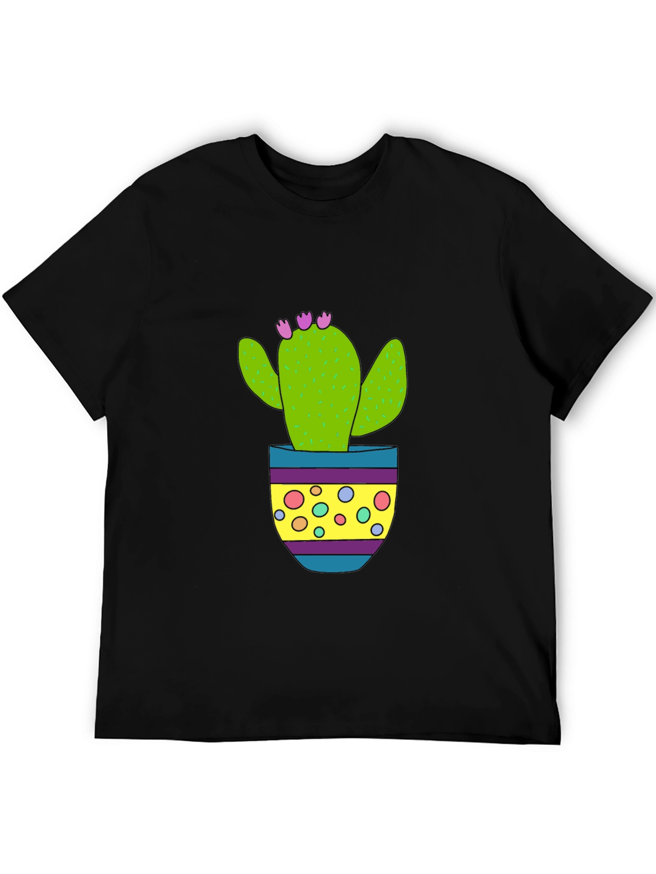 Cactus in Pot Graphic Tee - Black Cotton