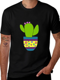 Cactus in Pot Graphic Tee - Black Cotton
