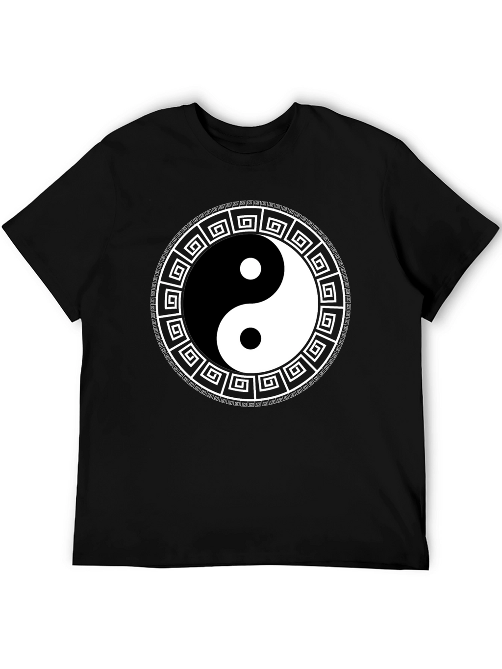 Yin Yang Greek Key Black T-Shirt