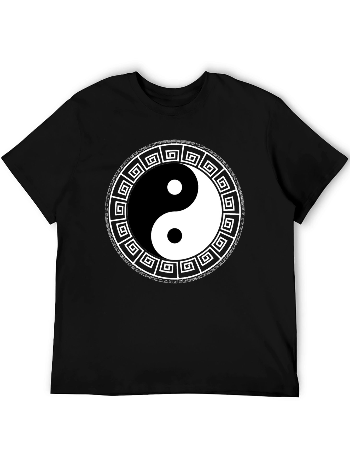 Yin Yang Greek Key Black T-Shirt