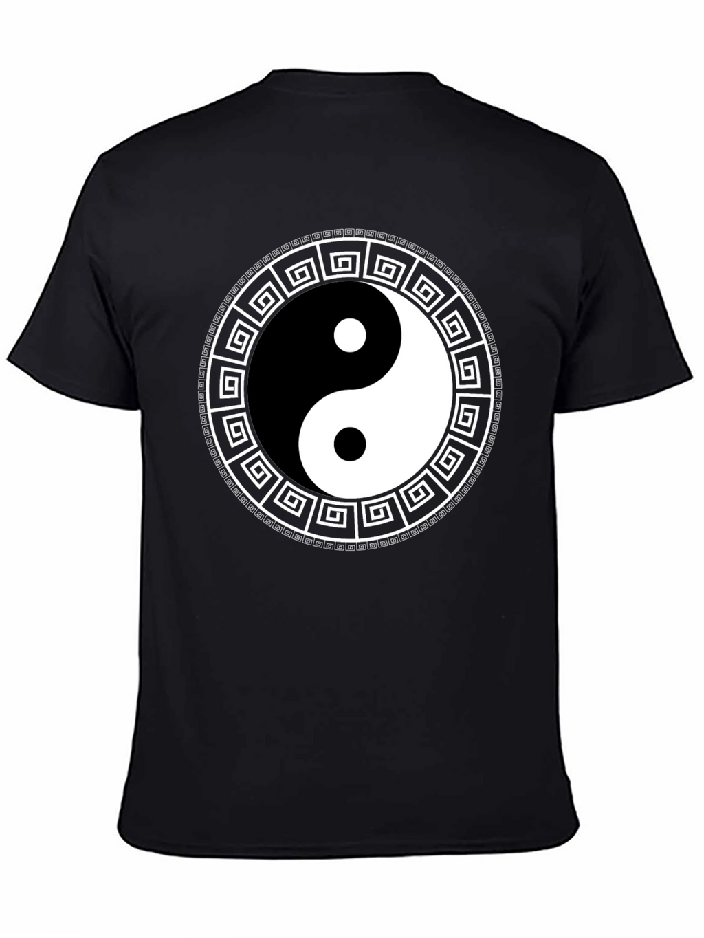 Yin Yang Greek Key Black T-Shirt