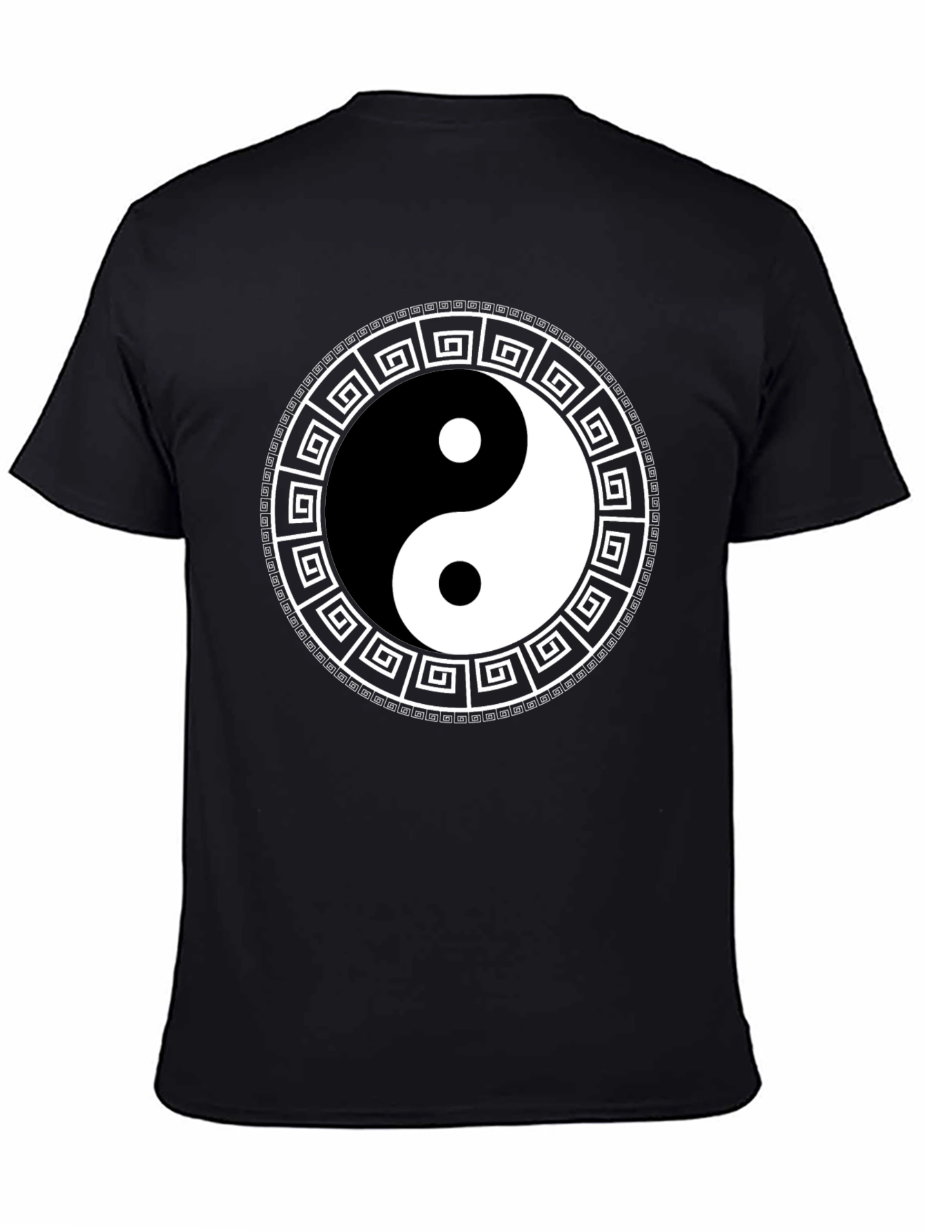 Yin Yang Greek Key Black T-Shirt