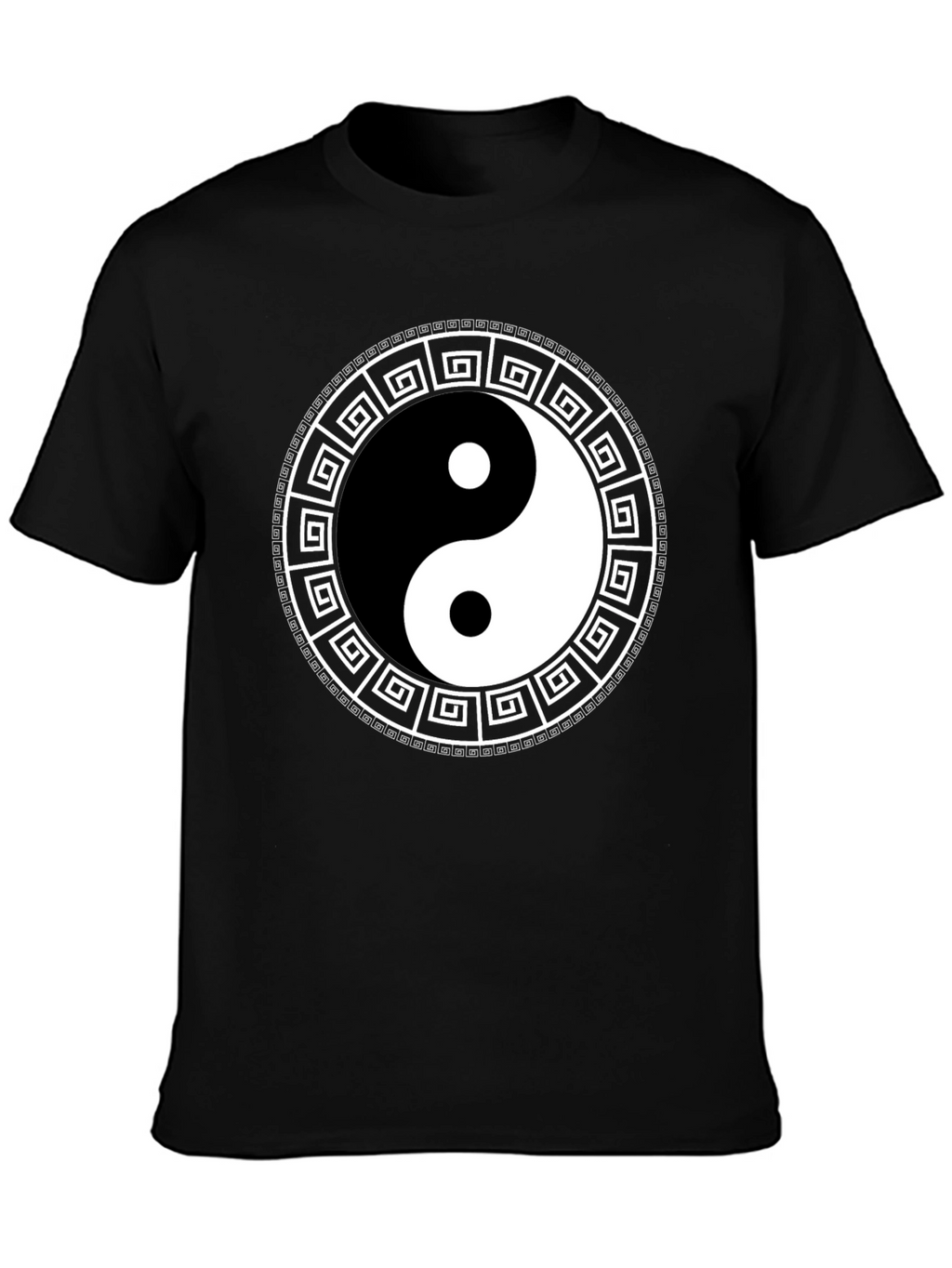 Yin Yang Greek Key Black T-Shirt