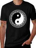 Yin Yang Greek Key Black T-Shirt