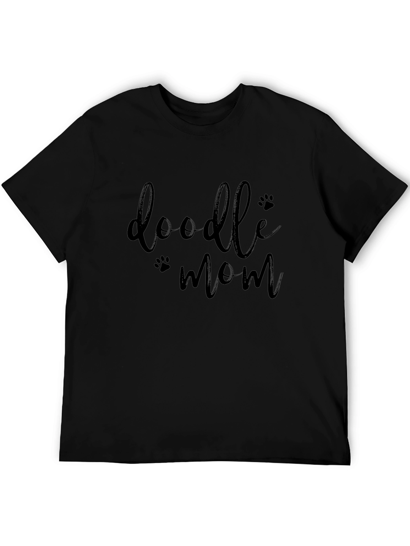 Doodle Mom Black T-Shirt - Paw Print Design