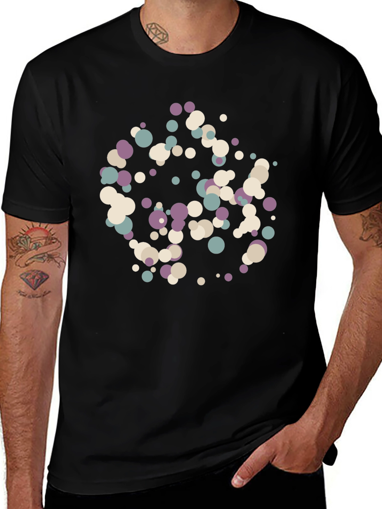 Abstract Dots Black T-Shirt - Modern Art Tee