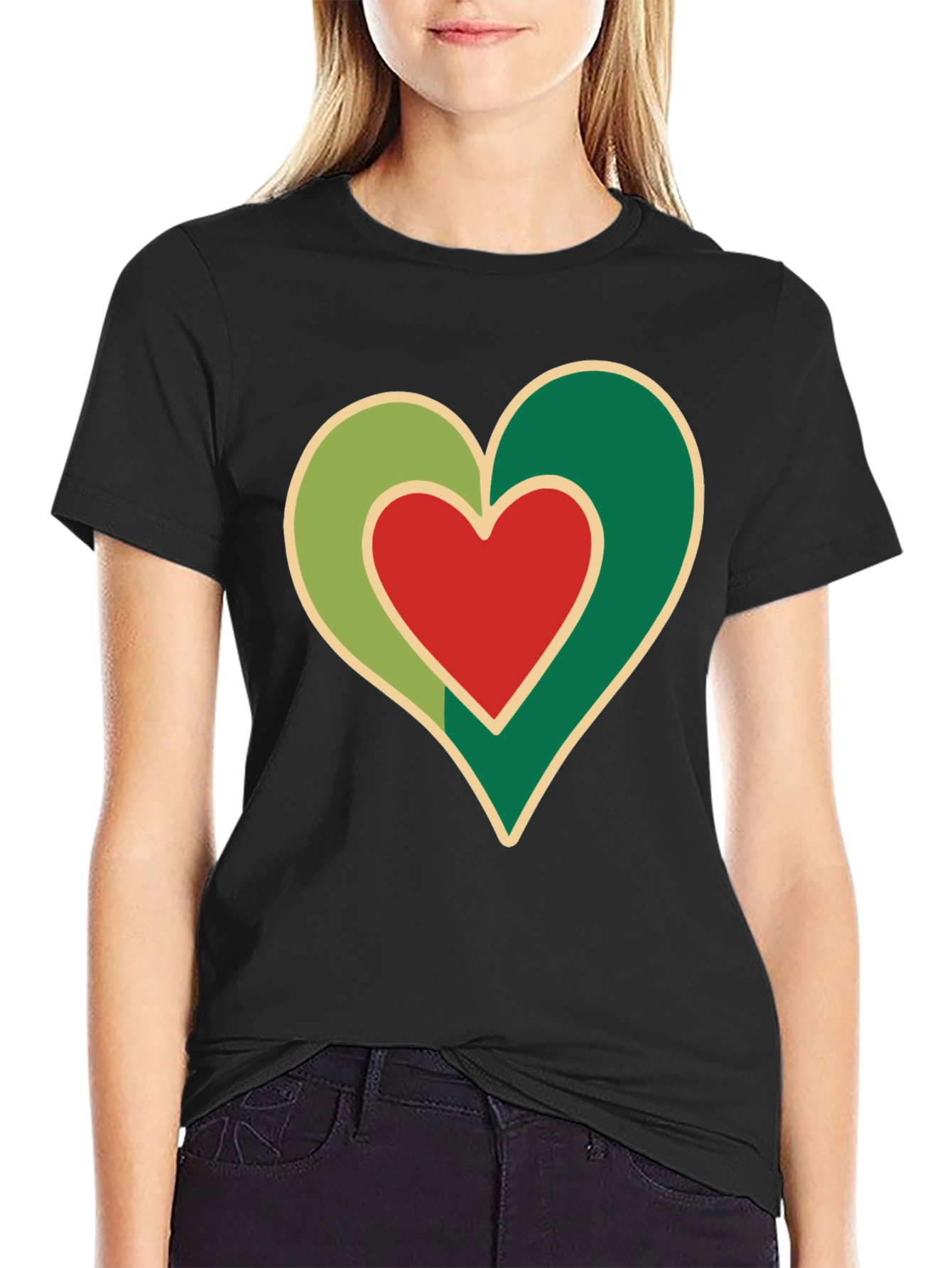 Heart Graphic Black T-Shirt - Love Design
