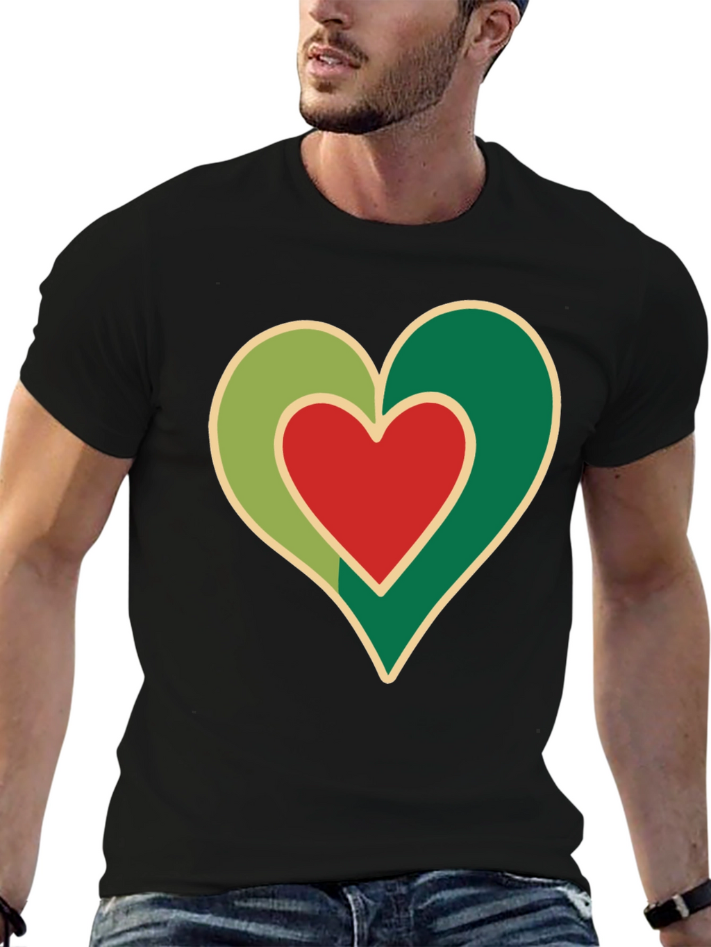 Heart Graphic Black T-Shirt - Love Design