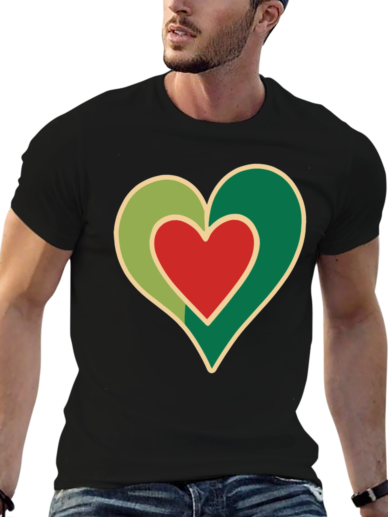 Heart Graphic Black T-Shirt - Love Design