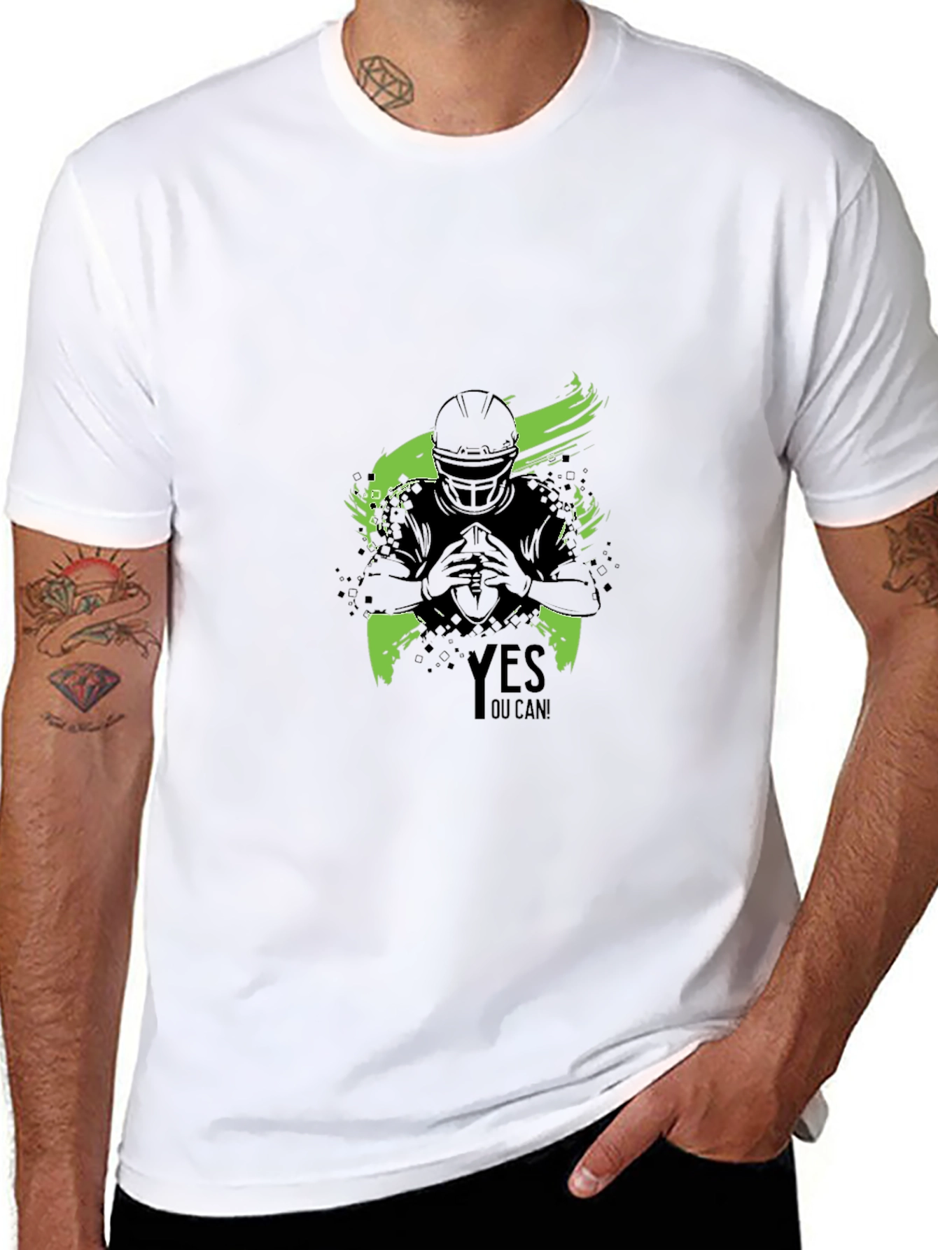 Yes You Can! Football Graphic Black T-Shirt