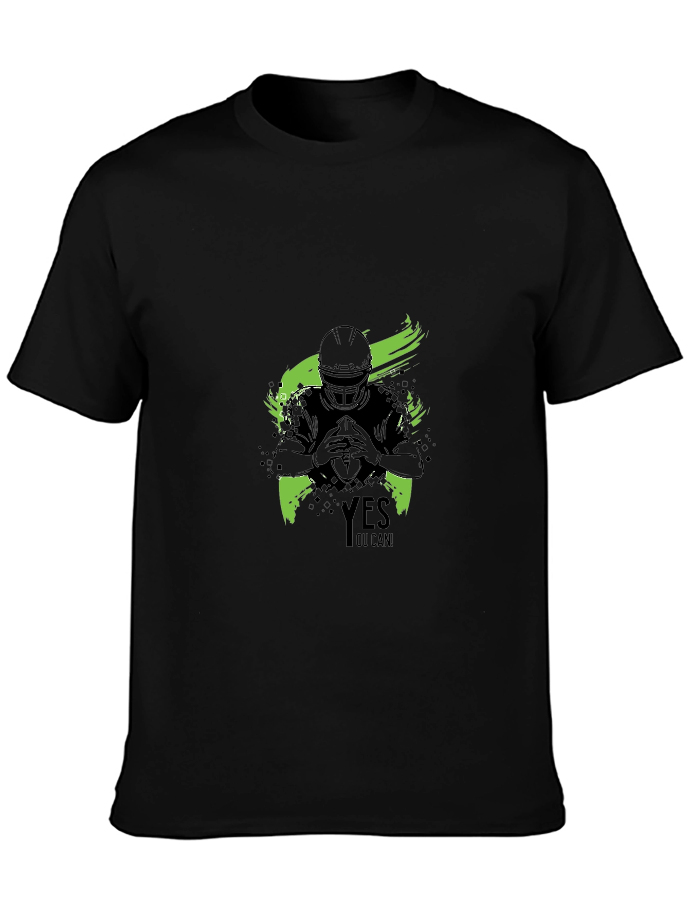 Yes You Can! Football Graphic Black T-Shirt