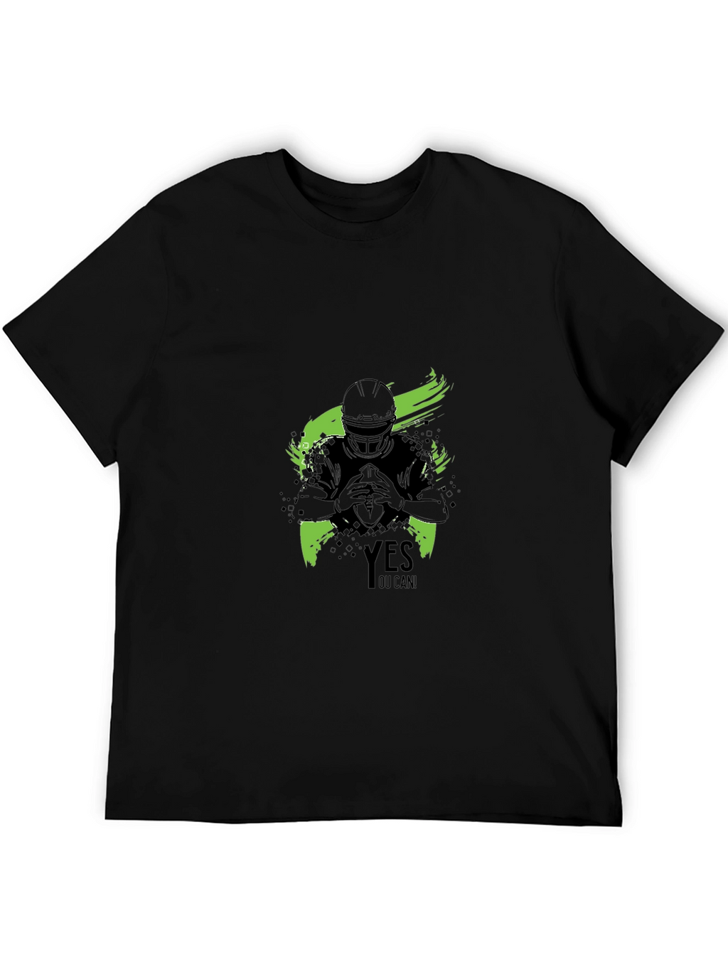 Yes You Can! Football Graphic Black T-Shirt