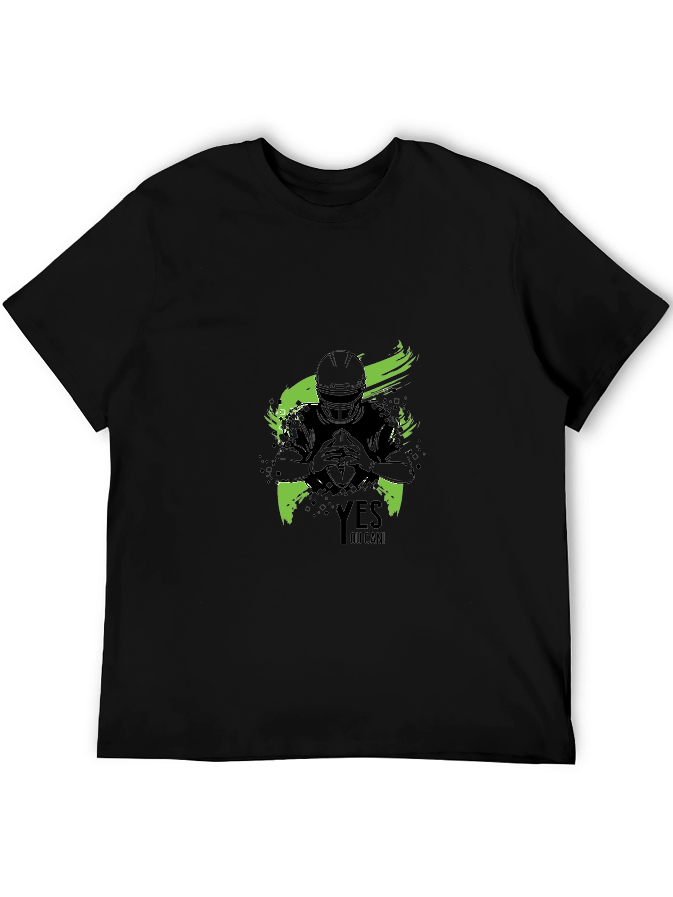 Yes You Can! Football Graphic Black T-Shirt