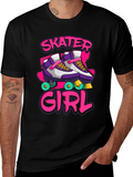 Skater Girl Graphic Tee - Retro Roller Skate Design