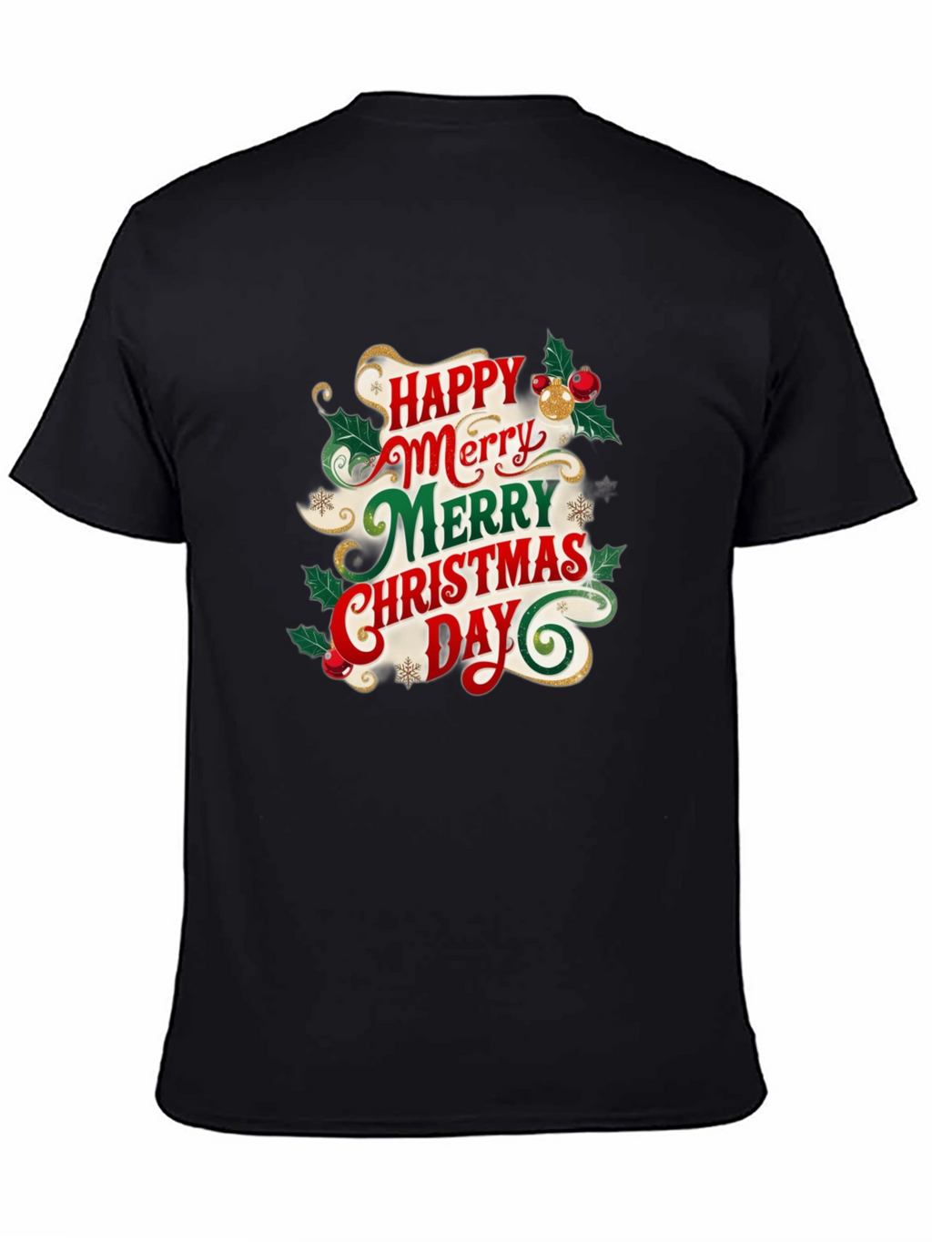 Festive Christmas T-Shirt - Happy Merry Christmas Day Design