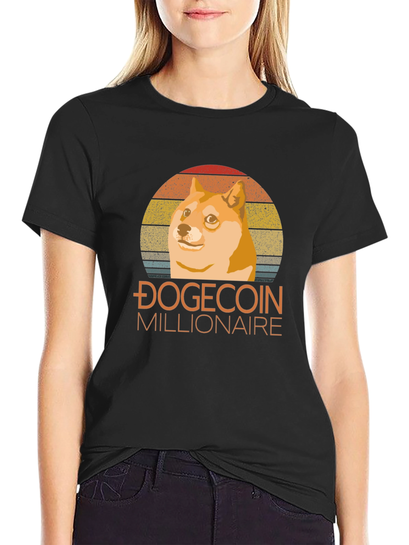 Dogecoin Millionaire Black T-Shirt