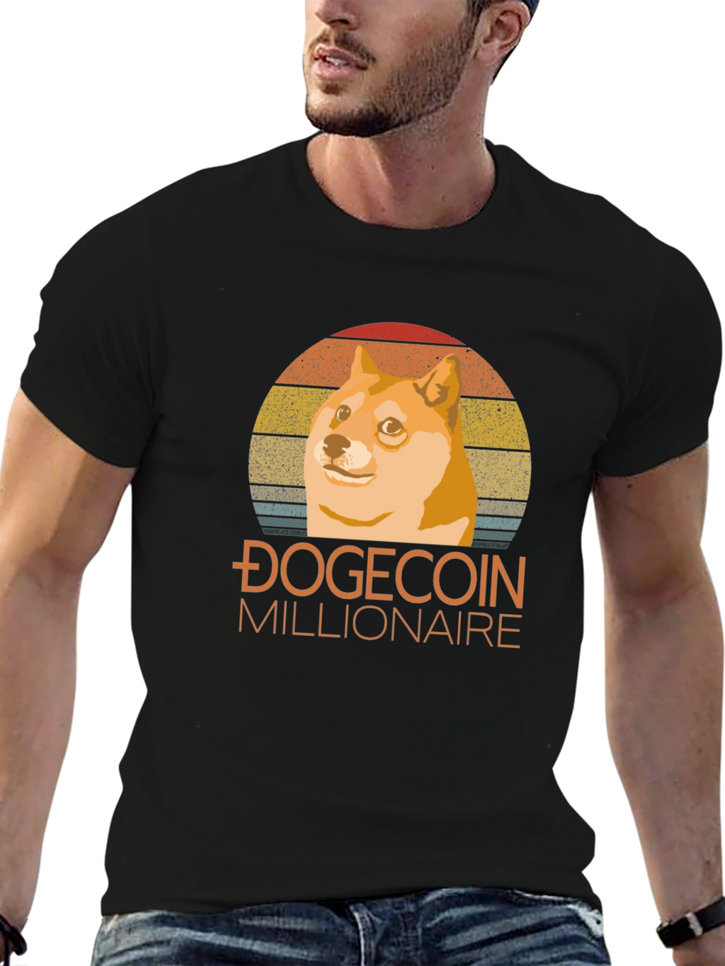 Dogecoin Millionaire Black T-Shirt