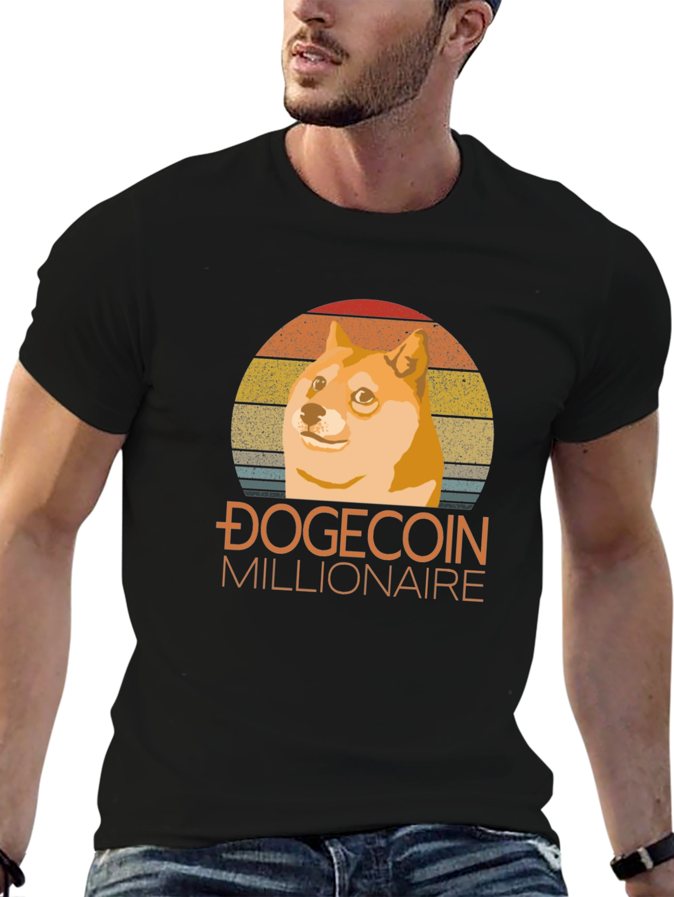 Dogecoin Millionaire Black T-Shirt