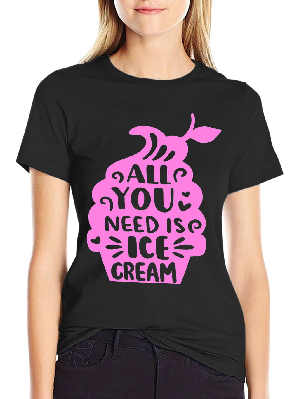 All You Need Is Ice Cream Black T-Shirt