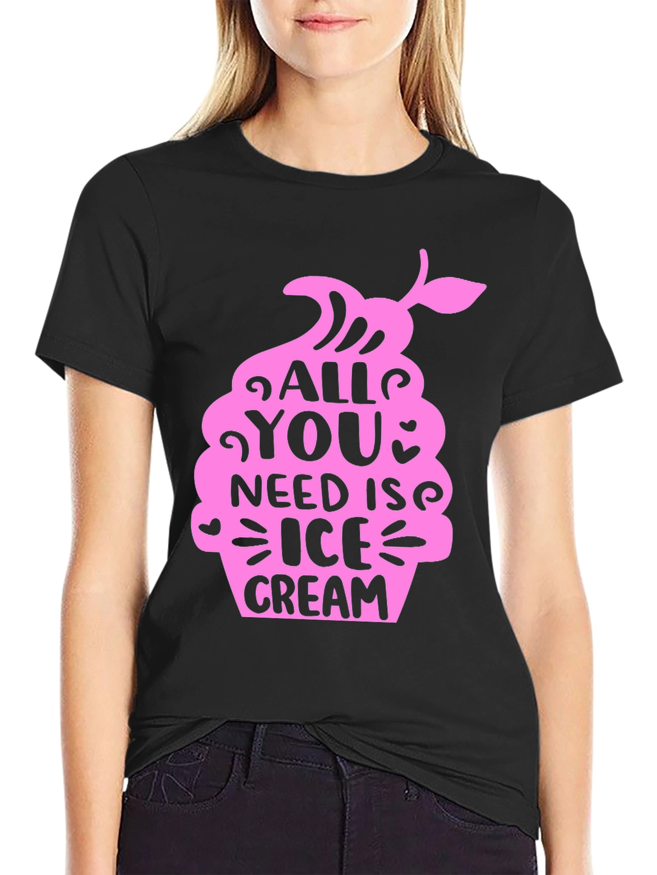All You Need Is Ice Cream Black T-Shirt