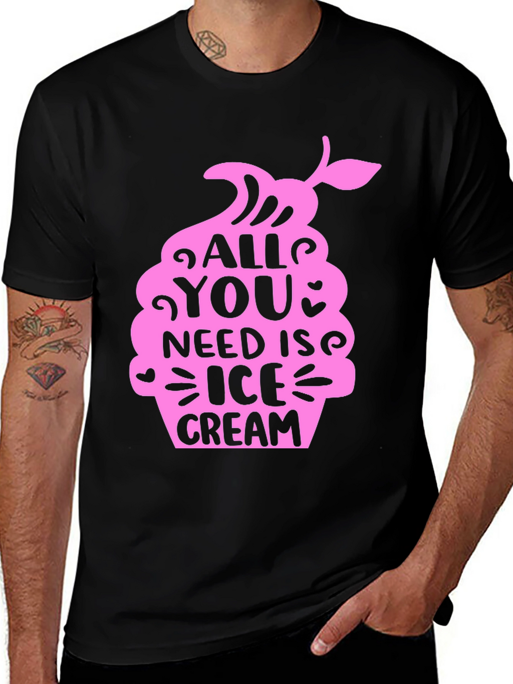All You Need Is Ice Cream Black T-Shirt