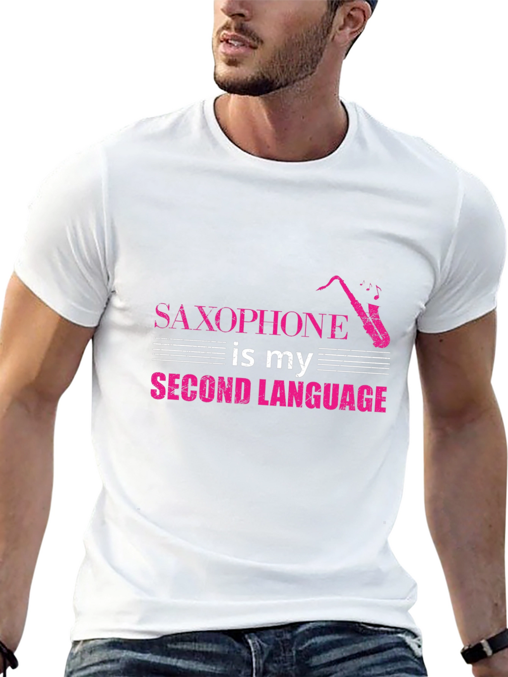 Saxophone is My Second Language Black Tee