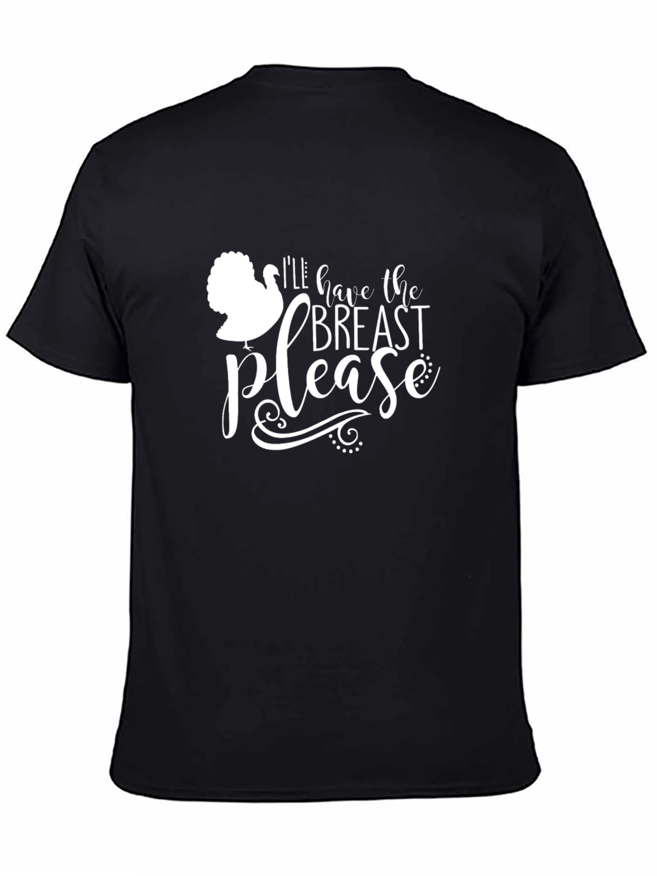 Funny Turkey Thanksgiving Breast Please Black T-Shirt