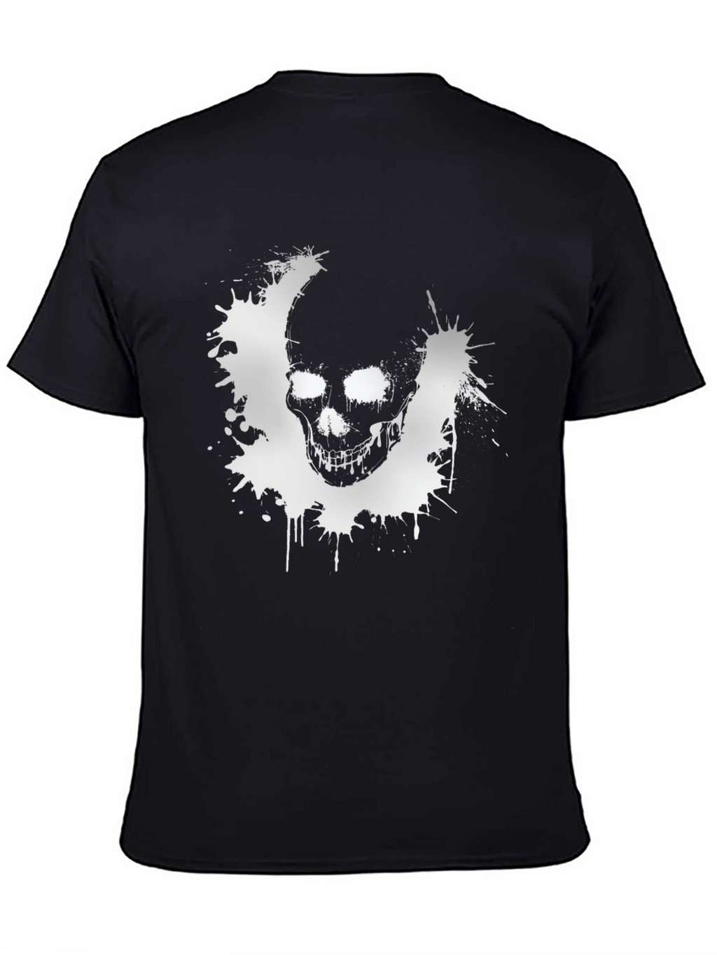 Skull Splatter Graphic T-Shirt - Black