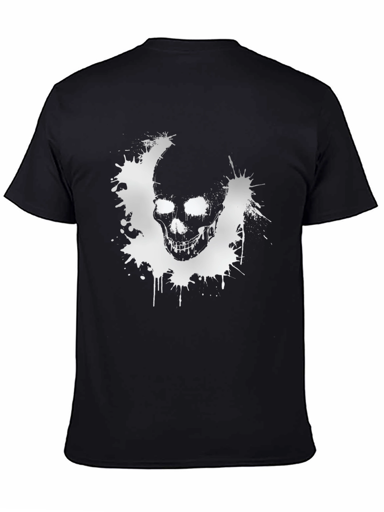 Skull Splatter Graphic T-Shirt - Black