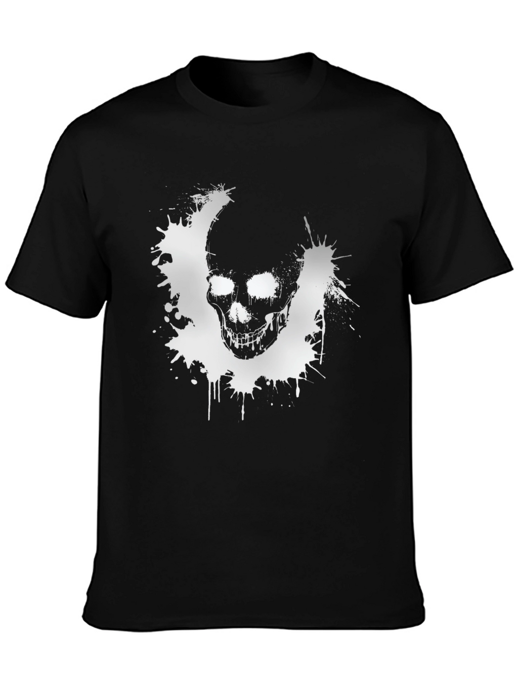 Skull Splatter Graphic T-Shirt - Black