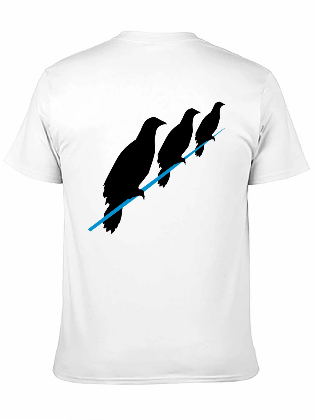 Mens Black Raven Birds on Wire Graphic T-Shirt