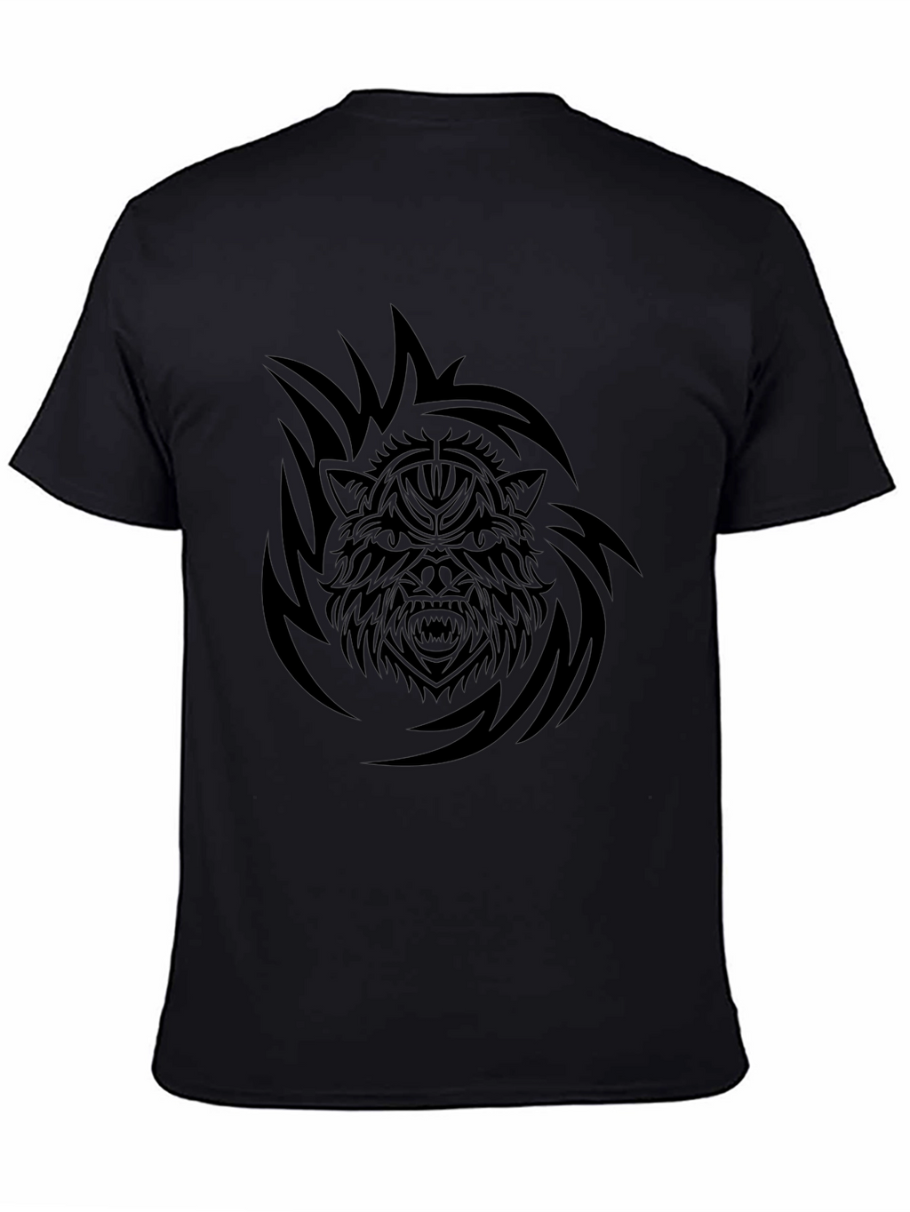 Black Tribal Wolf Graphic Tee
